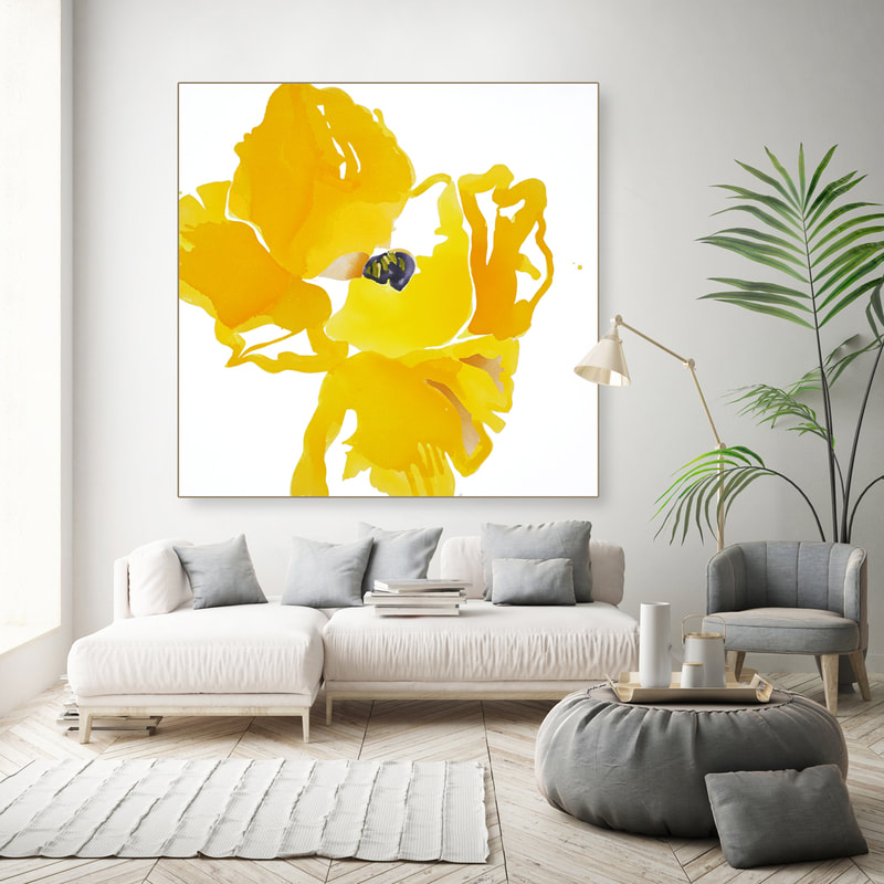 Sunlit Yellow Poppy Lauren Adams Art 60x60