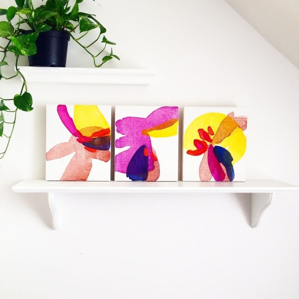 Floral painting triptych