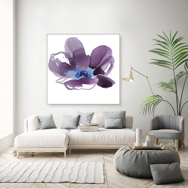 Violet Poppy Lauren Adams Art 48x48